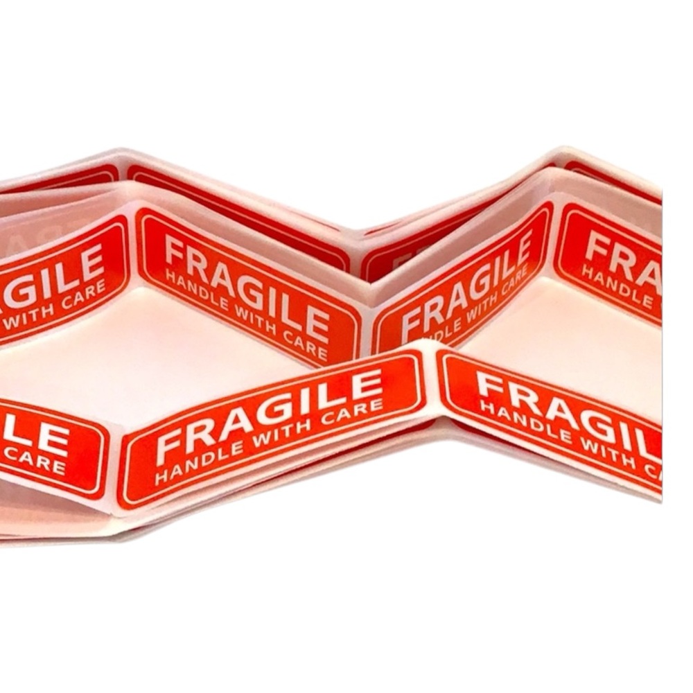🌺 100pc. Fragile Shipping Stickers 1” x 3”